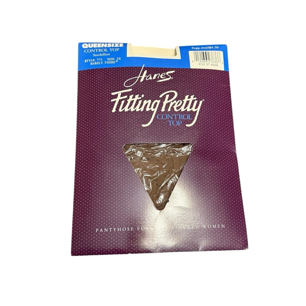 5/$25 SALE | VTG Fitting‎ Pretty Queen Control Top Pantyhose 2X 771 Barely There